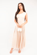 Load image into Gallery viewer, Short Sleeve Pleated Relaxed Maxi Dress
