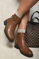 Load image into Gallery viewer, Buckle Side Zipper Closure Ankle Boots
