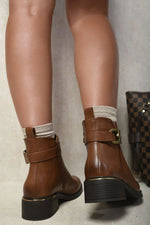 Load image into Gallery viewer, Buckle Side Zipper Closure Ankle Boots
