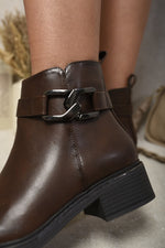 Load image into Gallery viewer, Buckle Side Zipper Closure Ankle Boots
