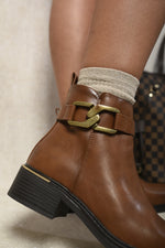 Load image into Gallery viewer, Buckle Side Zipper Closure Ankle Boots
