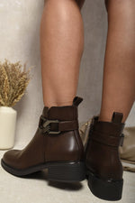 Load image into Gallery viewer, Buckle Side Zipper Closure Ankle Boots

