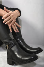 Load image into Gallery viewer, Buckle Side Zipper Closure Ankle Boots
