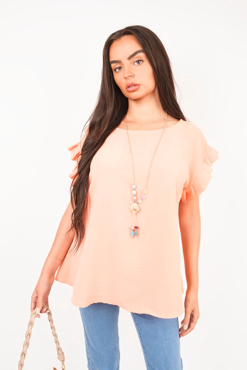 Ruffle Trim Sleeve Top