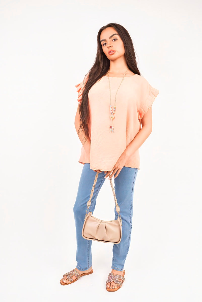 Ruffle Trim Sleeve Top
