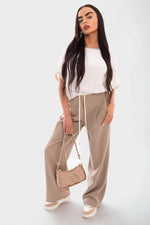 Load image into Gallery viewer, Double Waist Band Drawstring Wide Leg Trousers
