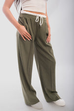 Load image into Gallery viewer, Double Waist Band Drawstring Wide Leg Trousers
