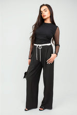 Load image into Gallery viewer, Double Waist Band Drawstring Wide Leg Trousers
