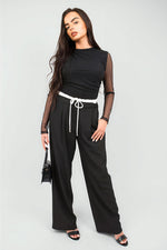 Load image into Gallery viewer, Double Waist Band Drawstring Wide Leg Trousers
