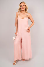Load image into Gallery viewer, Scoop Neck Wide Leg Sleeveless Jumpsuit with Strap Detail
