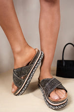 Load image into Gallery viewer, Embellished Cross Strap Platform Sandals
