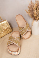 Load image into Gallery viewer, Embellished Cross Strap Platform Sandals
