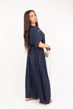 Load image into Gallery viewer, V-Neck Short Sleeve Maxi Dress with Button Detail
