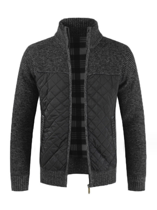 Black Men's Thickened Sweater Jacket
