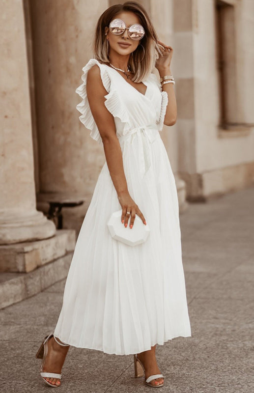 Green Curve Lotus Leaf Sleeve Dress (UK 10-12)
