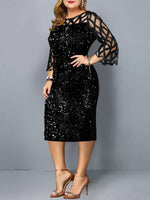 Load image into Gallery viewer, Golden Curve Sequin Design Dress

