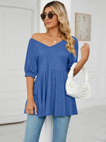 Load image into Gallery viewer, Blue Bubble Short-sleeved Tunic Top
