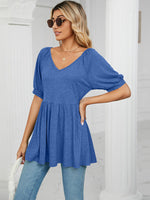 Load image into Gallery viewer, Blue Bubble Short-sleeved Tunic Top
