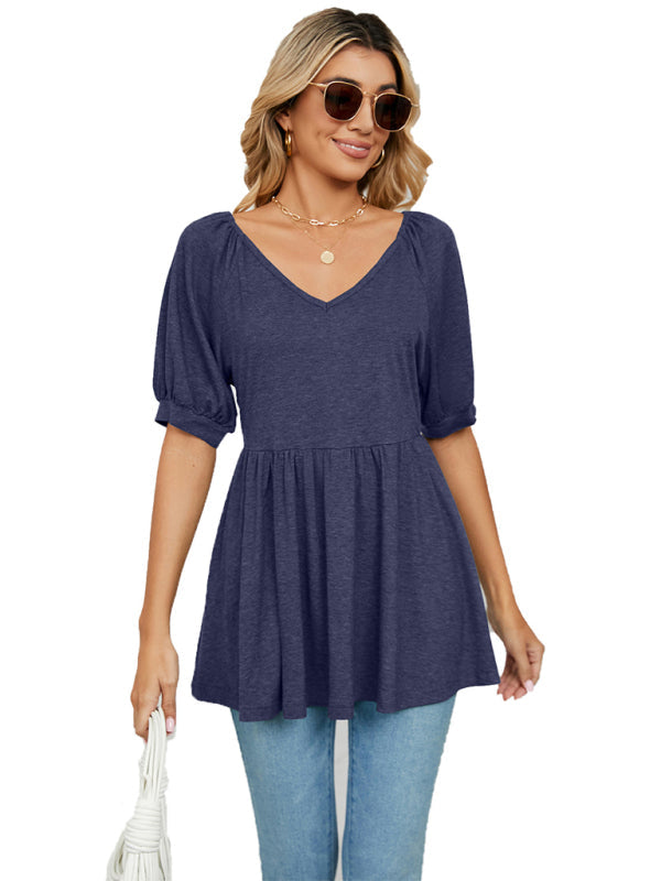 Blue Bubble Short-sleeved Tunic Top