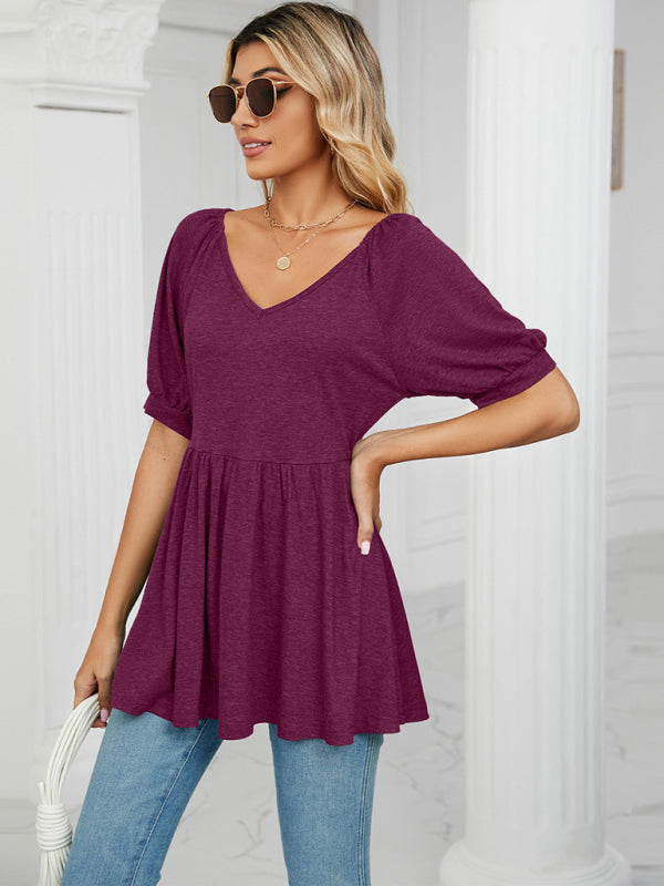 Blue Bubble Short-sleeved Tunic Top