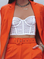 Load image into Gallery viewer, Orange Blazer Top &amp; Short Set
