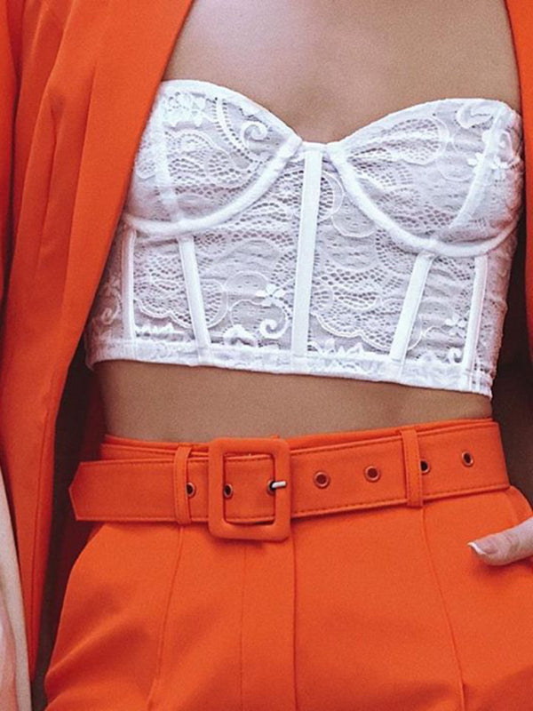 Orange Blazer Top & Short Set