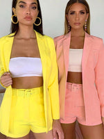 Load image into Gallery viewer, Orange Blazer Top &amp; Short Set
