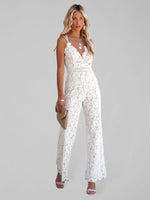 Load image into Gallery viewer, White Mid Waist Lace Jumpsuit
