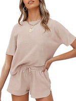Load image into Gallery viewer, Peach Casual Waffle Two-Piece Set
