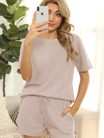 Load image into Gallery viewer, Peach Casual Waffle Two-Piece Set
