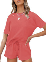 Load image into Gallery viewer, Peach Casual Waffle Two-Piece Set
