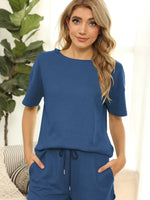 Load image into Gallery viewer, Peach Casual Waffle Two-Piece Set
