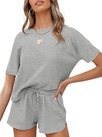 Load image into Gallery viewer, Peach Casual Waffle Two-Piece Set
