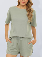 Load image into Gallery viewer, Peach Casual Waffle Two-Piece Set
