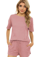 Load image into Gallery viewer, Peach Casual Waffle Two-Piece Set
