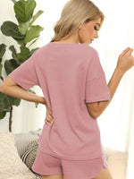 Load image into Gallery viewer, Peach Casual Waffle Two-Piece Set
