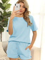Load image into Gallery viewer, Peach Casual Waffle Two-Piece Set
