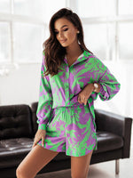 Load image into Gallery viewer, Green Bright Printed Top &amp; Short Set
