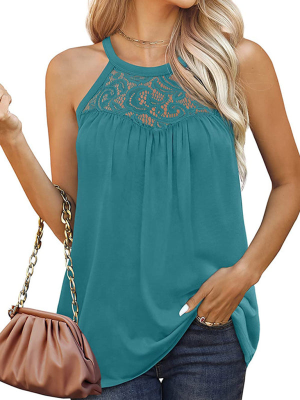 Lace Panel Sleeveless Tank Top