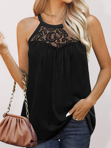 Lace Panel Sleeveless Tank Top