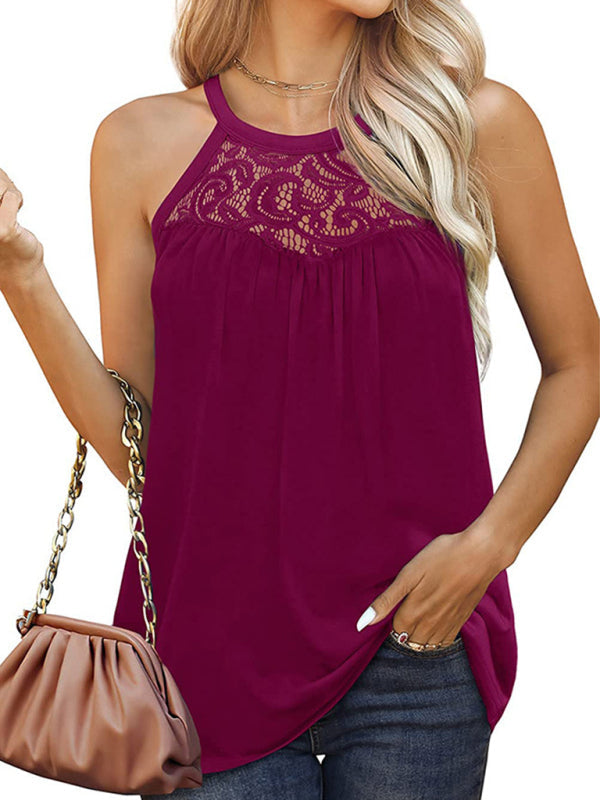 Lace Panel Sleeveless Tank Top