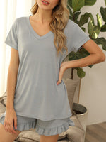 Load image into Gallery viewer, Two-piece Drawstring Shorts Short Sleeve Pyjama Set
