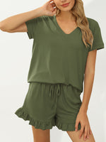 Load image into Gallery viewer, Two-piece Drawstring Shorts Short Sleeve Pyjama Set
