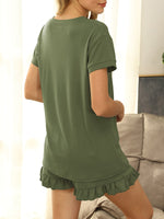 Load image into Gallery viewer, Two-piece Drawstring Shorts Short Sleeve Pyjama Set
