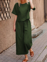 Load image into Gallery viewer, Green Two-Piece Set - Cotton Shirt &amp; Trousers
