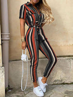 Load image into Gallery viewer, Lapel Buttoned Belt Cargo Jumpsuit
