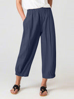 Load image into Gallery viewer, Cropped Wide-leg Linen Pants
