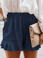 Load image into Gallery viewer, Navy Woven High Waist Shorts
