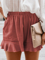 Load image into Gallery viewer, Dark Red Woven High Waist Shorts
