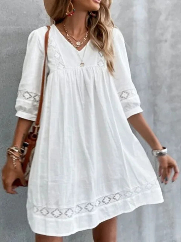 White Simple Cotton Dress